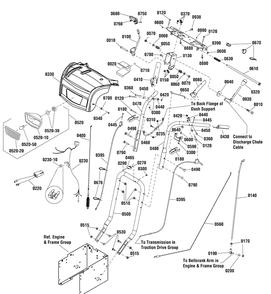 Handles And Controls Group Diagram and Parts List for 1696571-00-PAS10529ESS 2015 Briggs and Stratton Snow Blower